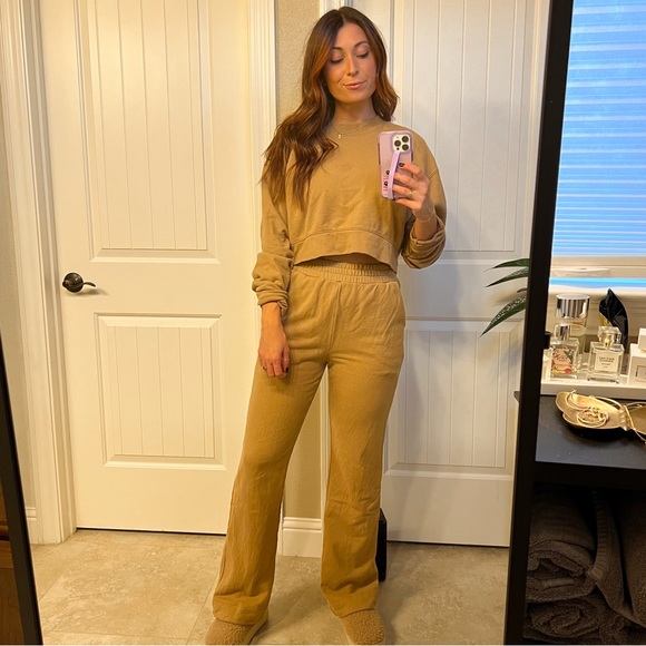 nuuds wideleg sweatpants and cropped sweatshirt set, cinnamon S - Picture 7 of 10